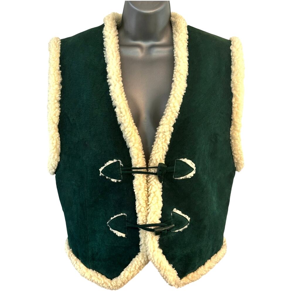 Women's Green Shearling Vest